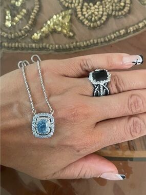 Sterling Silver with Blue Pendant Necklace